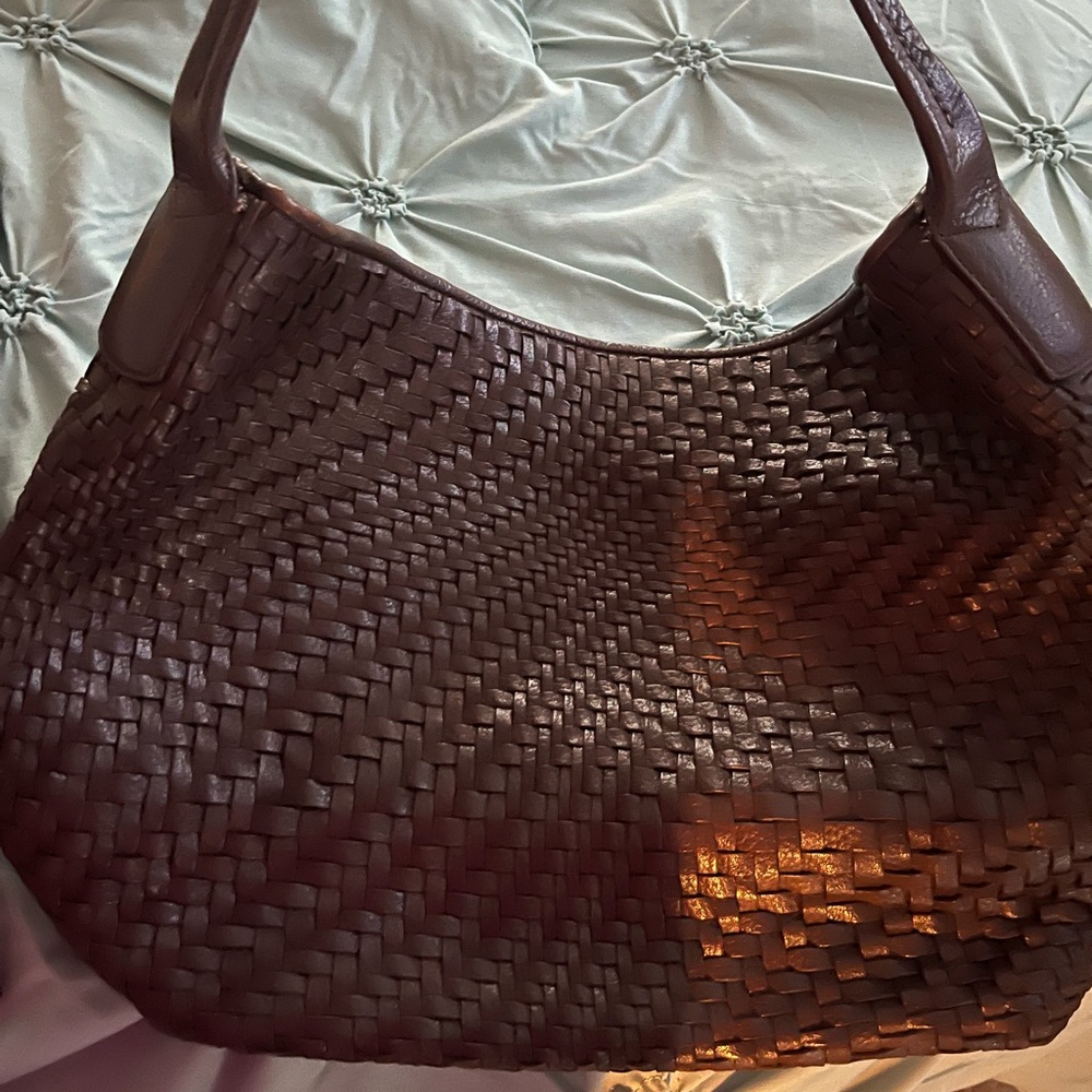 Cole Haan Brown Woven Leather Hobo Bag
